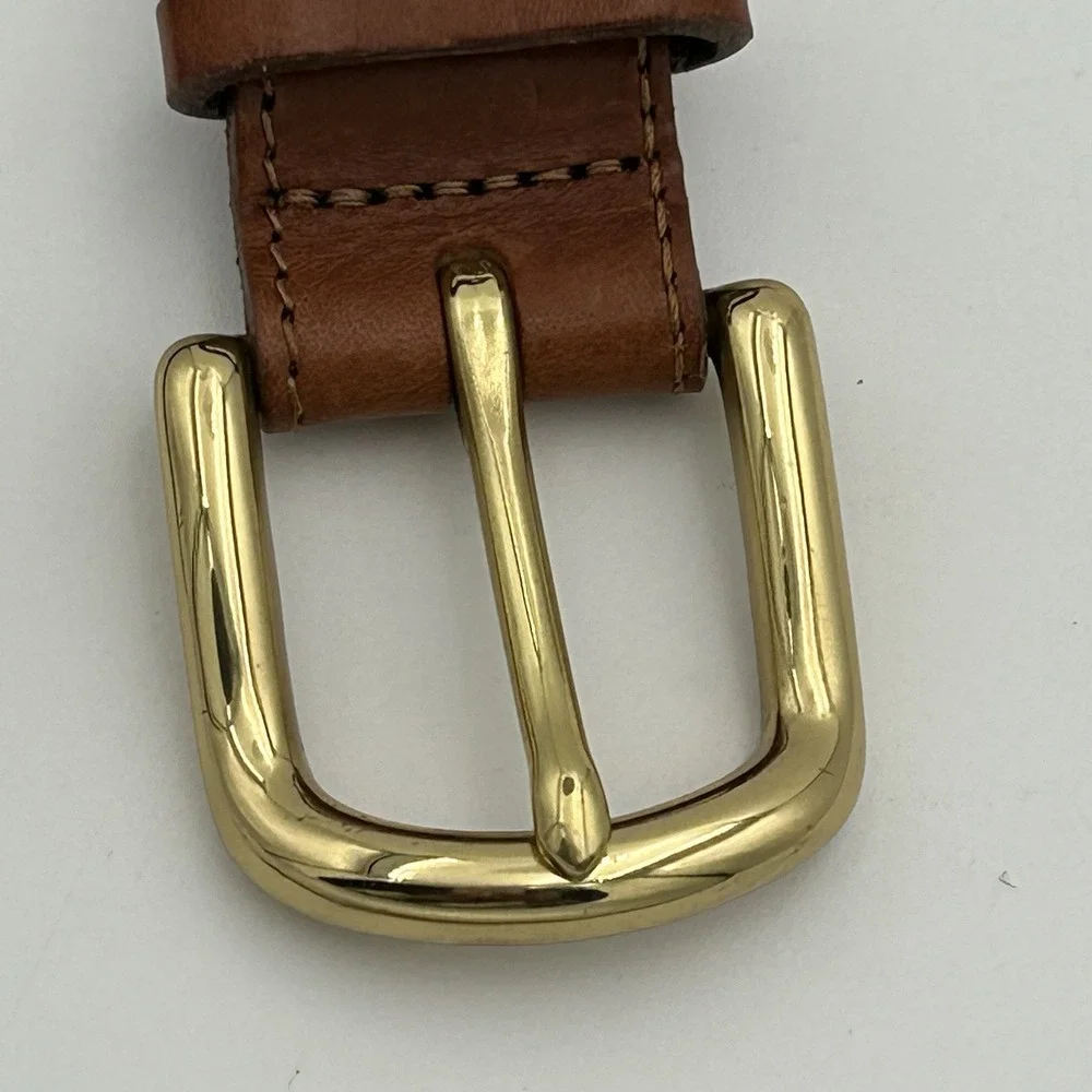 J Crew Belt Women's M‎ Pink Braided  Leather Tab Brass D Ring Buckle Made USA - Picture 3 of 6
